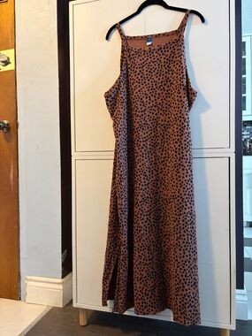 Old Navy Brown and Black Printed Maxi Slip Dress